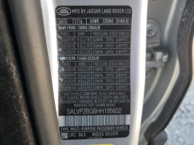 2017 Land Rover Range Rover — VIN SALVP2BG6HH195602, şəkil 13