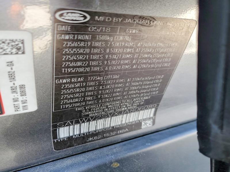 SALWV2SVXJA806089 2018 Land Rover Range Rover photo no. 13