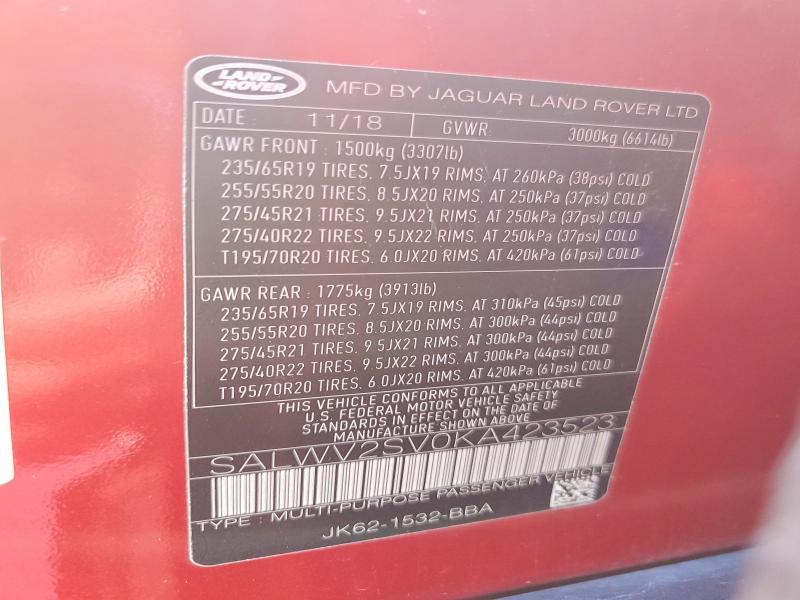 SALWV2SV0KA423523 2019 Land Rover Range Rover photo no. 13