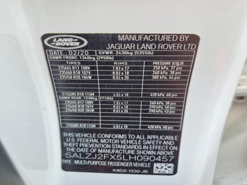 SALZJ2FX5LH090457 2020 Land Rover Range Rover photo no. 12