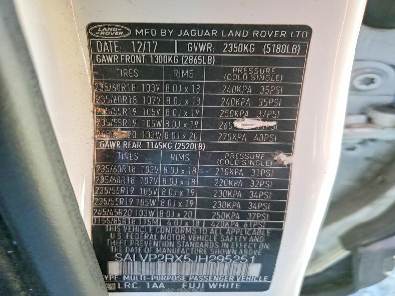 SALVP2RX5JH295251 2018 Land Rover Range Rover photo no. 14