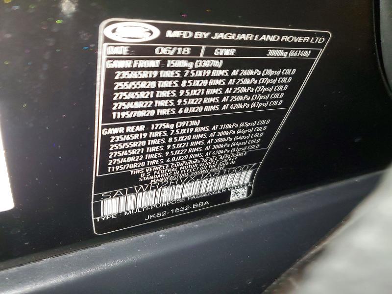 SALWR2RVXJA810007 2018 Land Rover Range Rover photo no. 13