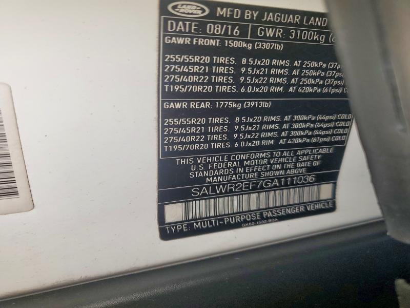 SALWR2EF7GA111036 2016 Land Rover Range Rover photo no. 12