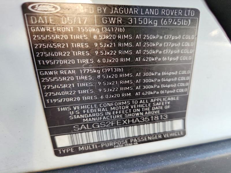 SALGS2FEXHA351813 2017 Land Rover Range Rover photo no. 12