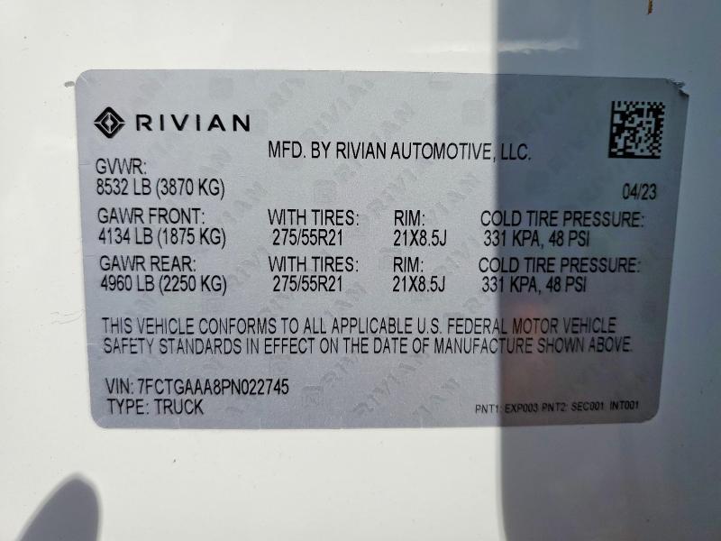 7FCTGAAA8PN022745 2023 Rivian R1T photo no. 12