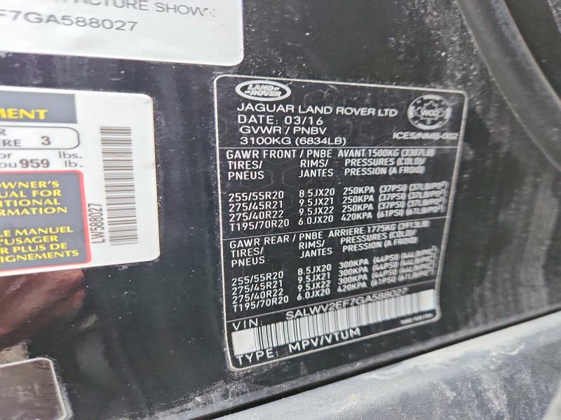 SALWV2EF7GA588027 2016 Land Rover Range Rover photo no. 13