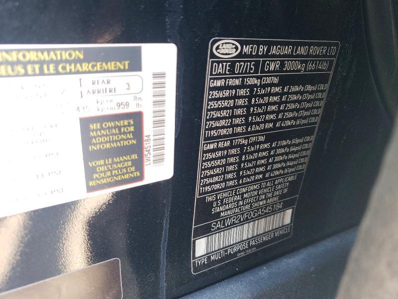SALWR2VF0GA545184 2016 Land Rover Range Rover photo no. 13