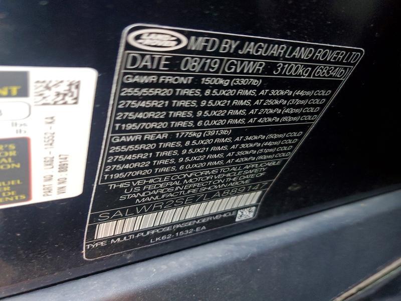 SALWR2SE7LA889147 2020 Land Rover Range Rover photo no. 13