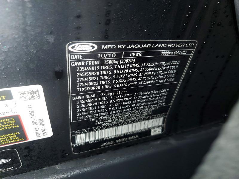 SALWV2SVXKA421486 2019 Land Rover Range Rover photo no. 13