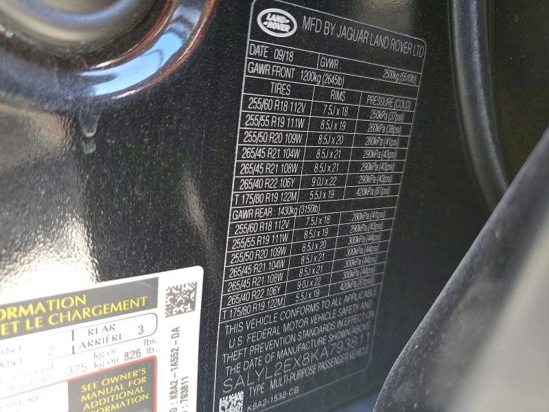 SALYL2EX8KA793811 2019 Land Rover Range Rover photo no. 13