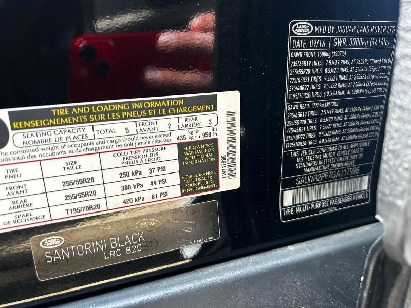 SALWR2PF7GA117996 2016 Land Rover Range Rover photo no. 10