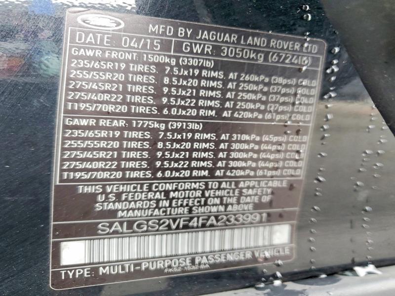 SALGS2VF4FA233991 2015 Land Rover Range Rover photo no. 14