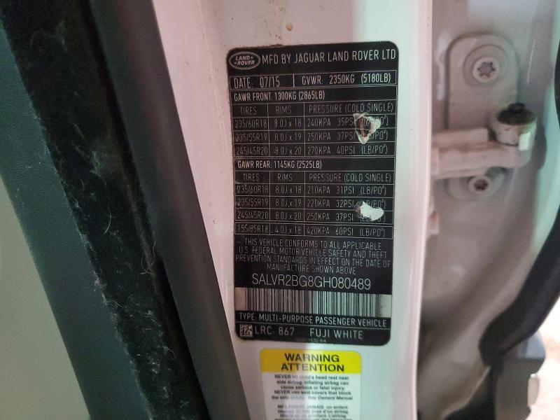 SALVR2BG8GH080489 2016 Land Rover Range Rover photo no. 14