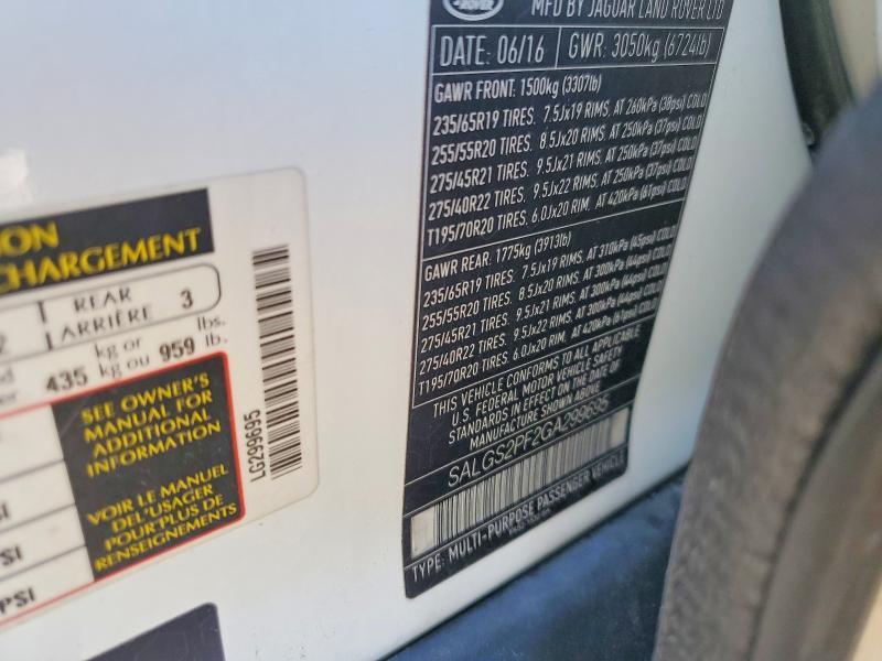 SALGS2PF2GA299695 2016 Land Rover Range Rover photo no. 13
