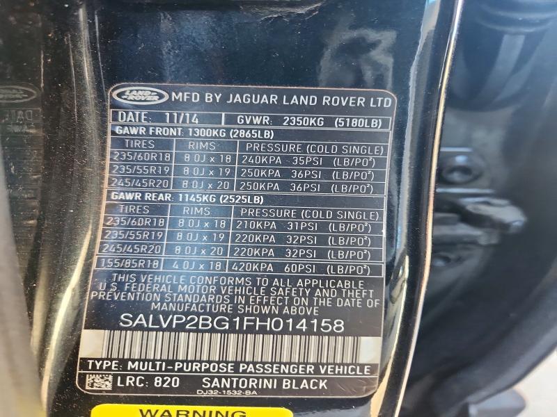 SALVP2BG1FH014158 2015 Land Rover Range Rover photo no. 12