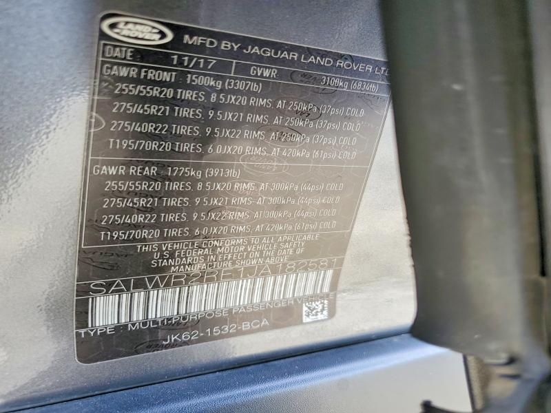 SALWR2RE1JA182581 2018 Land Rover Range Rover photo no. 12