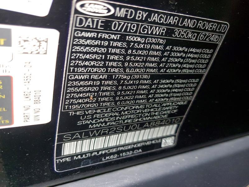 SALWR2SU0LA884010 2020 Land Rover Range Rover photo no. 13