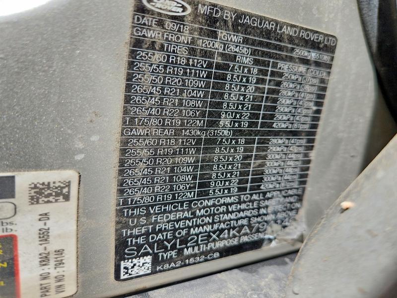 SALYL2EX4KA794146 2019 Land Rover Range Rover photo no. 14