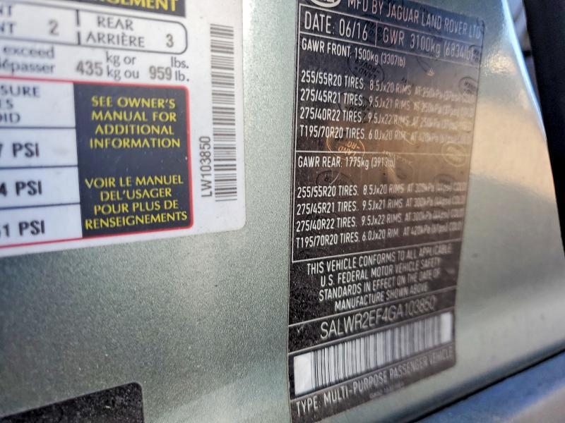SALWR2EF4GA103850 2016 Land Rover Range Rover photo no. 13
