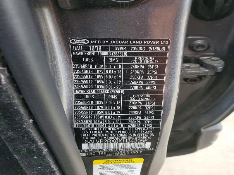 SALVP2RX8KH343956 2019 Land Rover Range Rover photo no. 13