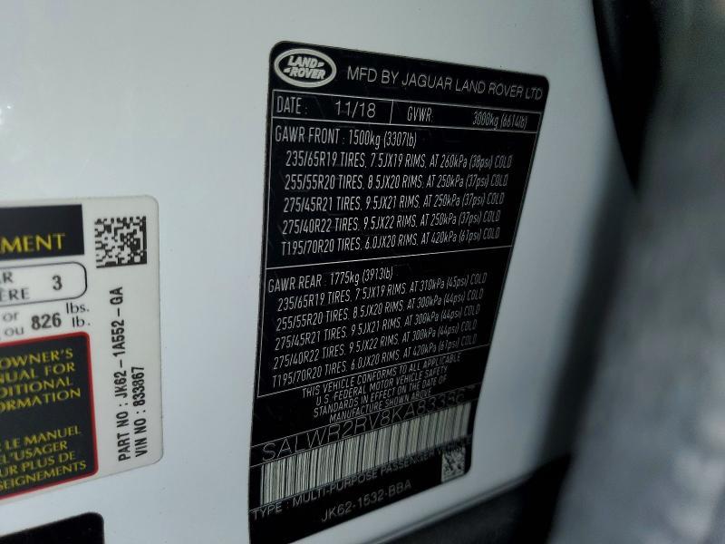 SALWR2RV8KA833867 2019 Land Rover Range Rover photo no. 14