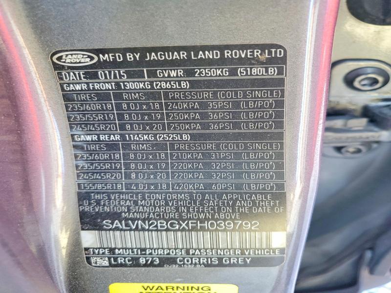 SALVN2BGXFH039792 2015 Land Rover Range Rover photo no. 13