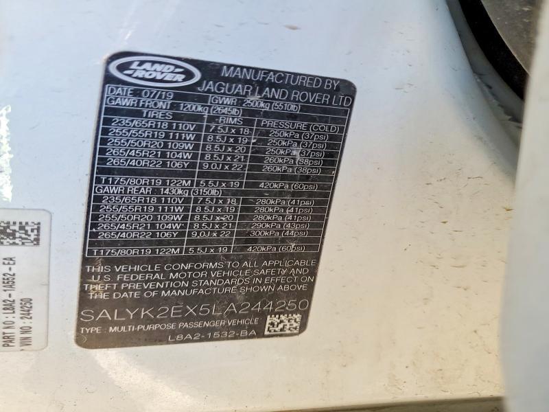 SALYK2EX5LA244250 2020 Land Rover Range Rover photo no. 12