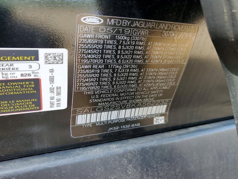 SALGS2SV8KA562232 2019 Land Rover Range Rover photo no. 13
