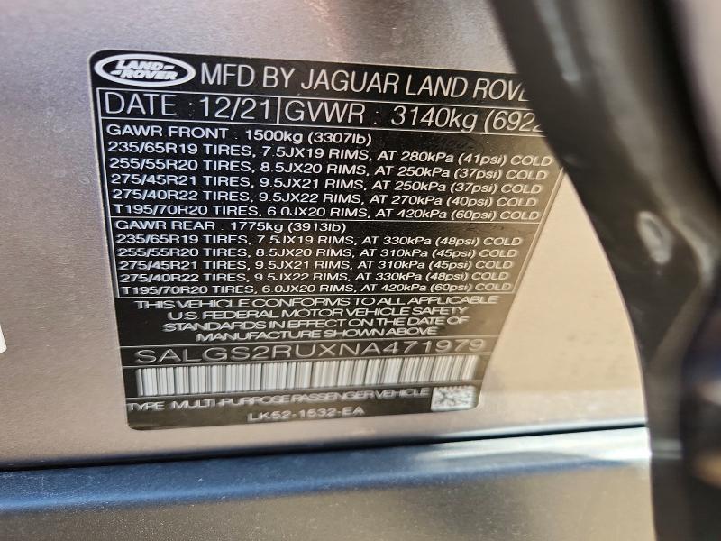 SALGS2RUXNA471979 2022 Land Rover Range Rover photo no. 13
