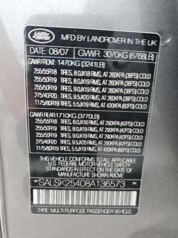 SALSK25408A136573 2008 Land Rover Range Rover photo no. 13