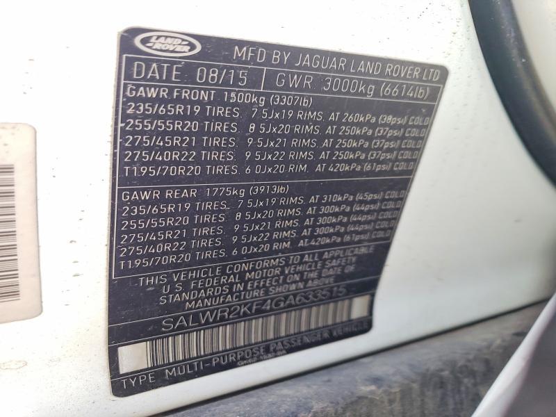 SALWR2KF4GA633515 2016 Land Rover Range Rover photo no. 12
