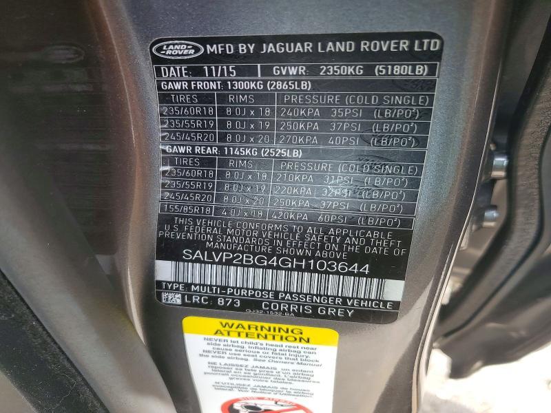 SALVP2BG4GH103644 2016 Land Rover Range Rover photo no. 13