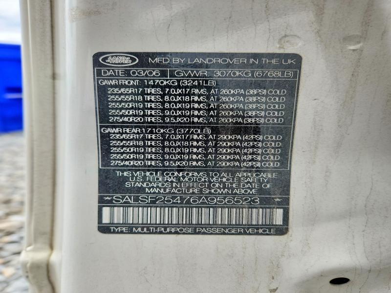 SALSF25476A956523 2006 Land Rover Range Rover photo no. 13