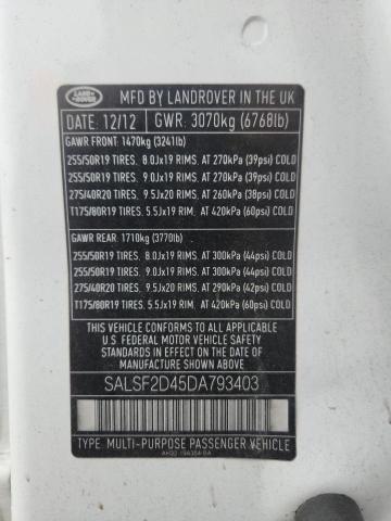 SALSF2D45DA793403 2013 Land Rover Range Rover photo no. 13