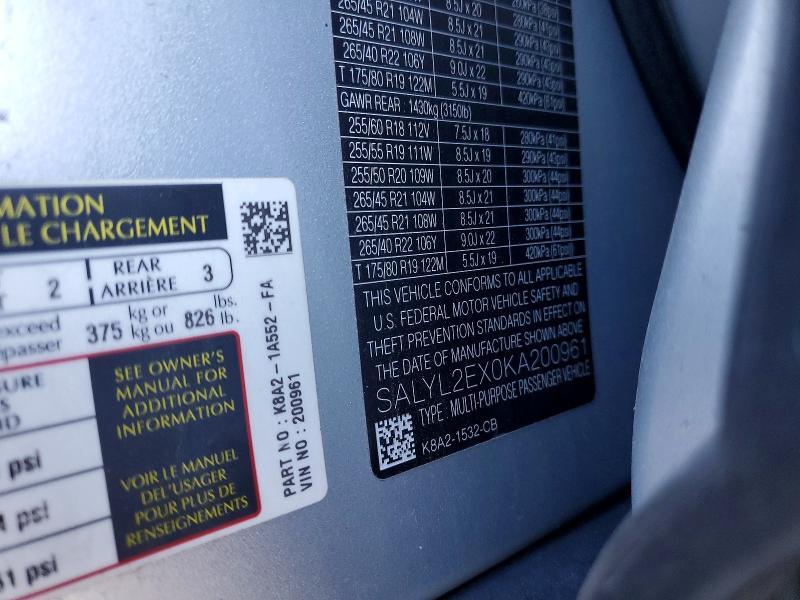SALYL2EX0KA200961 2019 Land Rover Range Rover photo no. 12