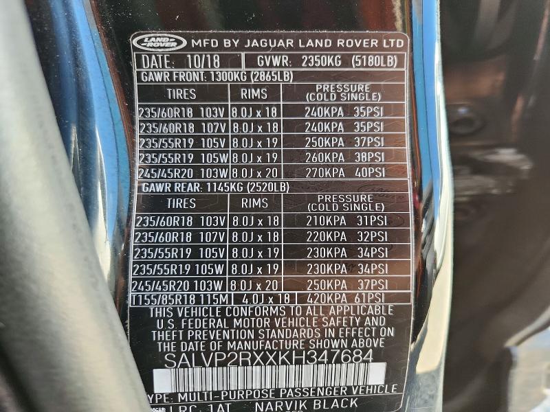 SALVP2RXXKH347684 2019 Land Rover Range Rover photo no. 14