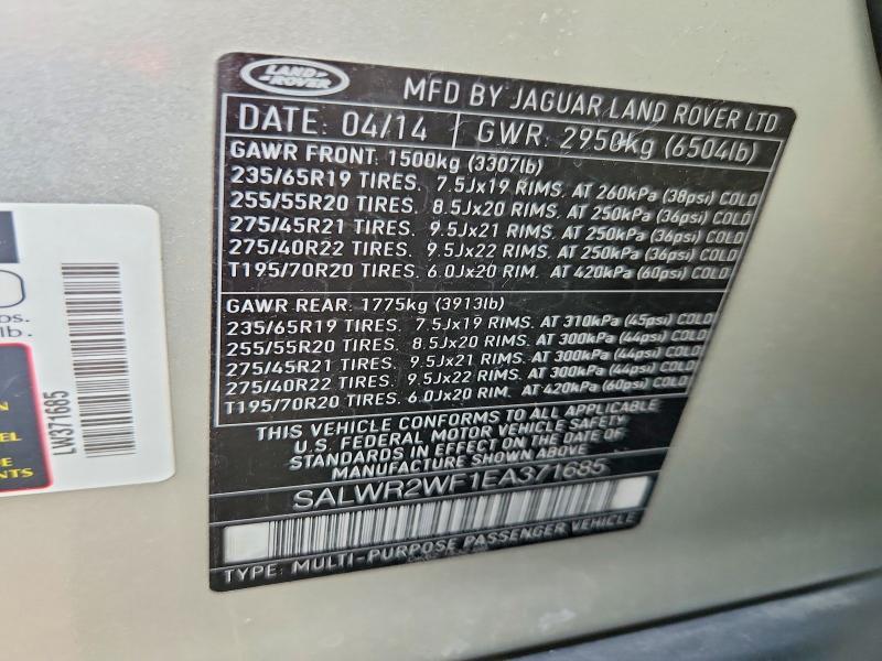 SALWR2WF1EA371685 2014 Land Rover Range Rover photo no. 13