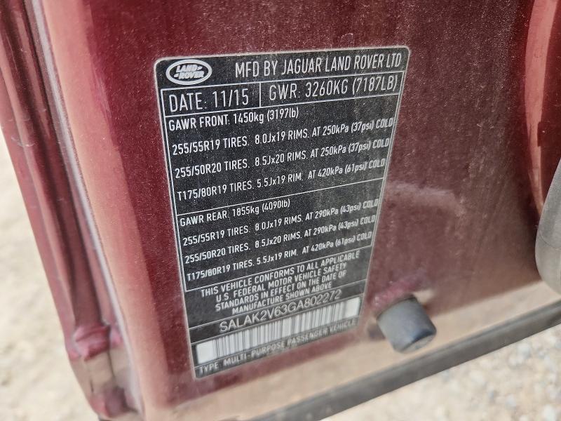 SALAK2V63GA802272 2016 Land Rover LR4 photo no. 12
