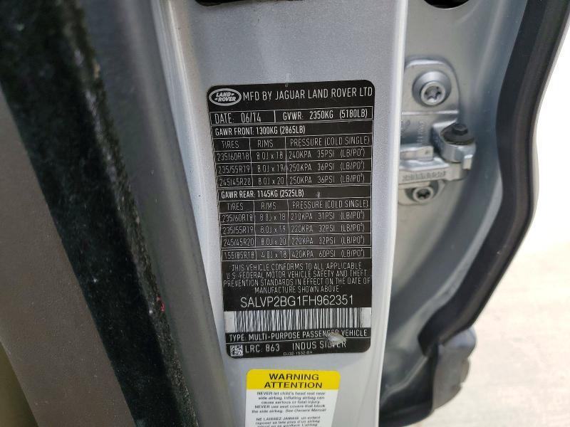 SALVP2BG1FH962351 2015 Land Rover Range Rover photo no. 13