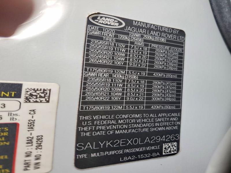 SALYK2EX0LA294263 2020 Land Rover Range Rover photo no. 13