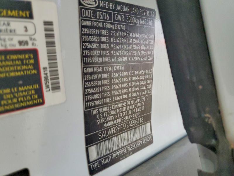 SALWR2PF5GA596418 2016 Land Rover Range Rover photo no. 12