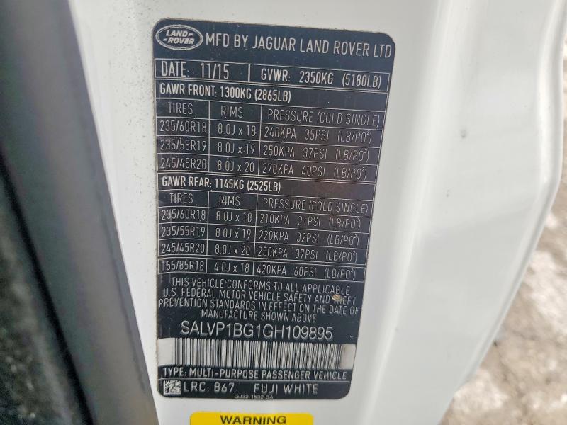 SALVP1BG1GH109895 2016 Land Rover Range Rover photo no. 13