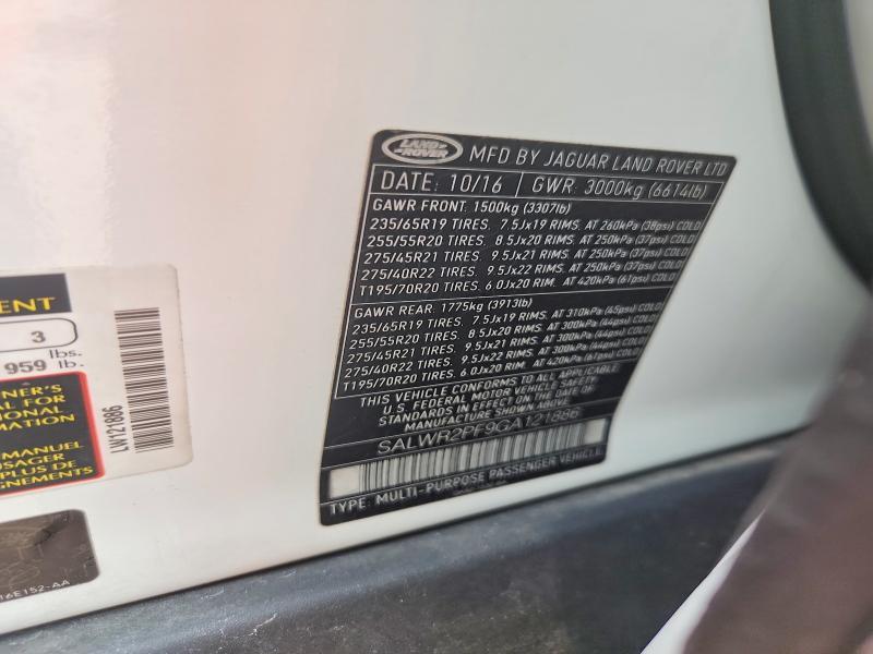SALWR2PF9GA121886 2016 Land Rover Range Rover photo no. 14