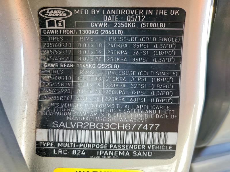 SALVR2BG3CH677477 2012 Land Rover Range Rover photo no. 13
