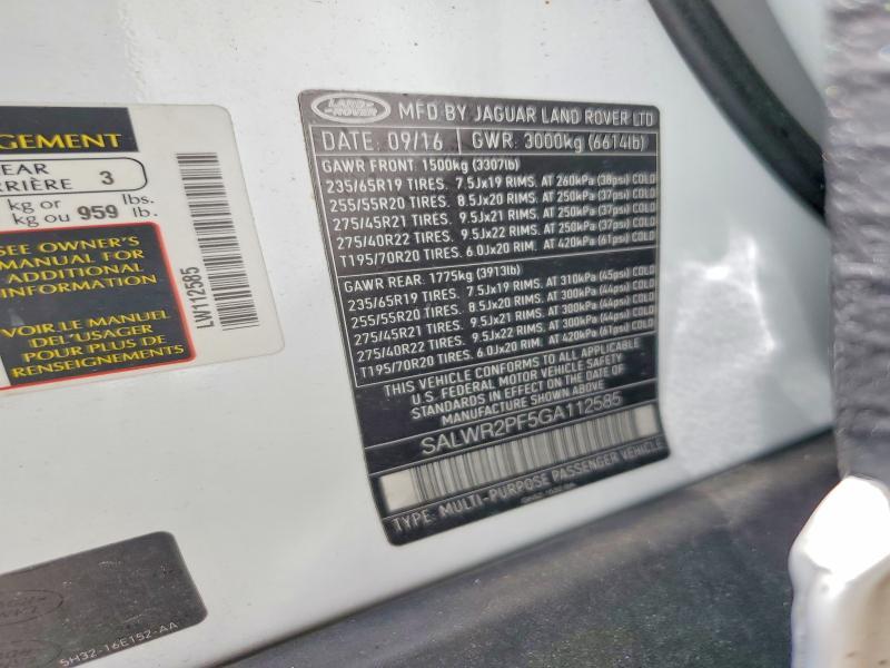 SALWR2PF5GA112585 2016 Land Rover Range Rover photo no. 13