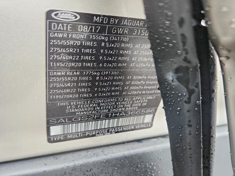 2017 Land Rover Range Rover — VIN SALGS2FE1HA366586, şəkil 14