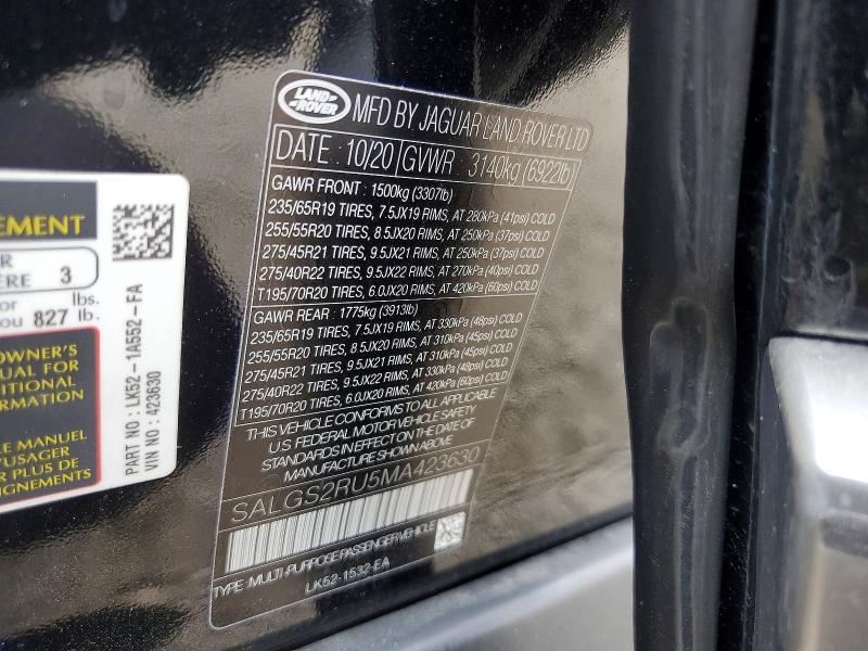 SALGS2RU5MA423630 2021 Land Rover Range Rover photo no. 13