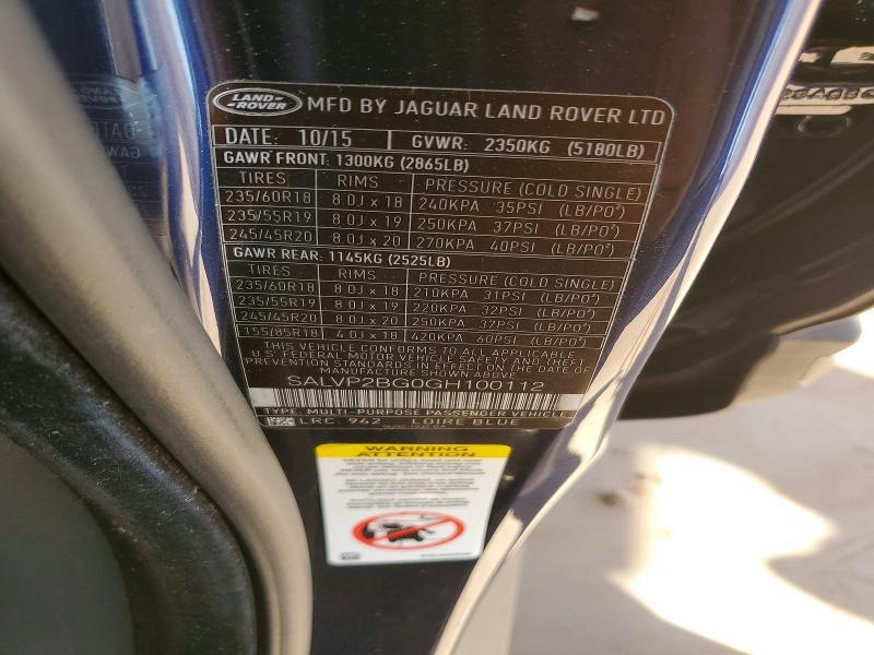 SALVP2BG0GH100112 2016 Land Rover Range Rover photo no. 12
