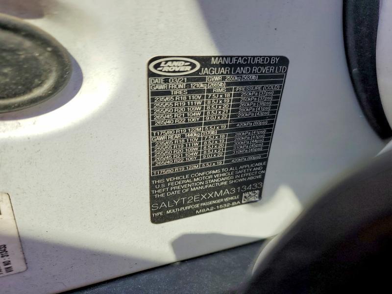 SALYT2EXXMA313433 2021 Land Rover Range Rover photo no. 12
