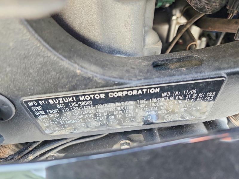 JS1GR7KA972105079 2007 Suzuki GSX-R750 photo no. 9